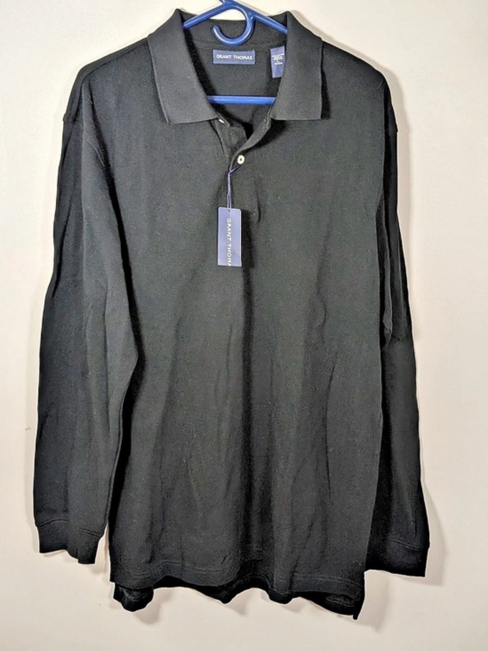 Grant Thomas LS Polo Long Sleeve Polo in Black Size Large NWT